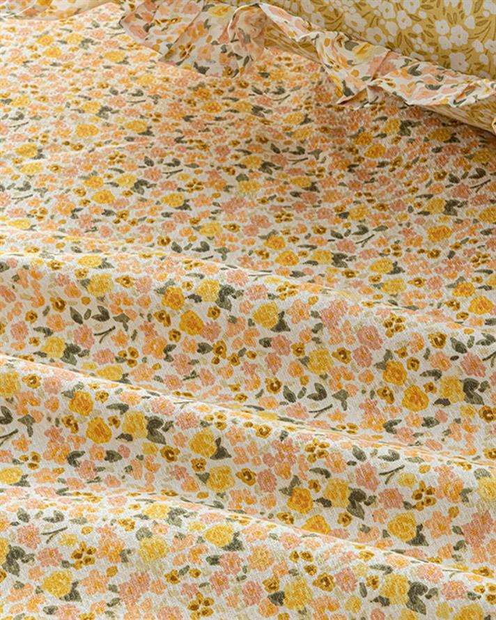 Floweret Printed For One Person Summer Blanket 150x220 cm Yellow