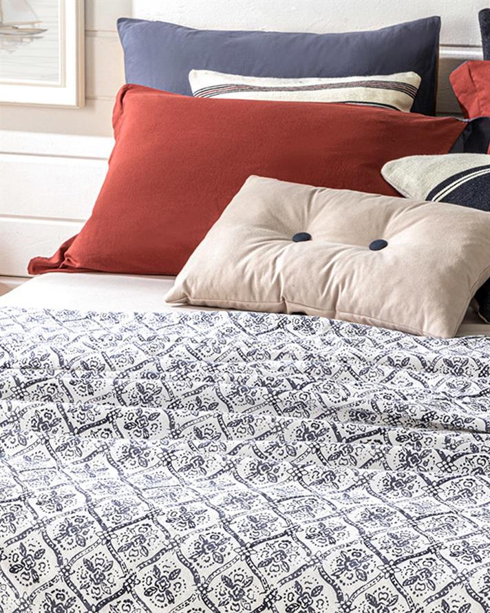 Gem Roses Printed For One Person Summer Blanket 150x220 cm İndigo