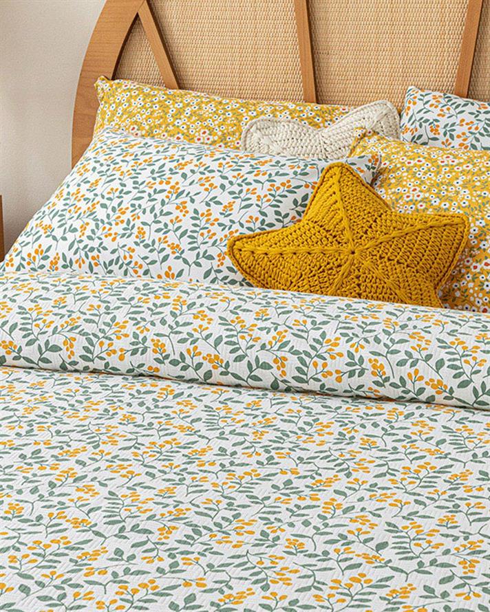 Little Blooms Printed For One Person Summer Blanket 150x220 cm Yellow