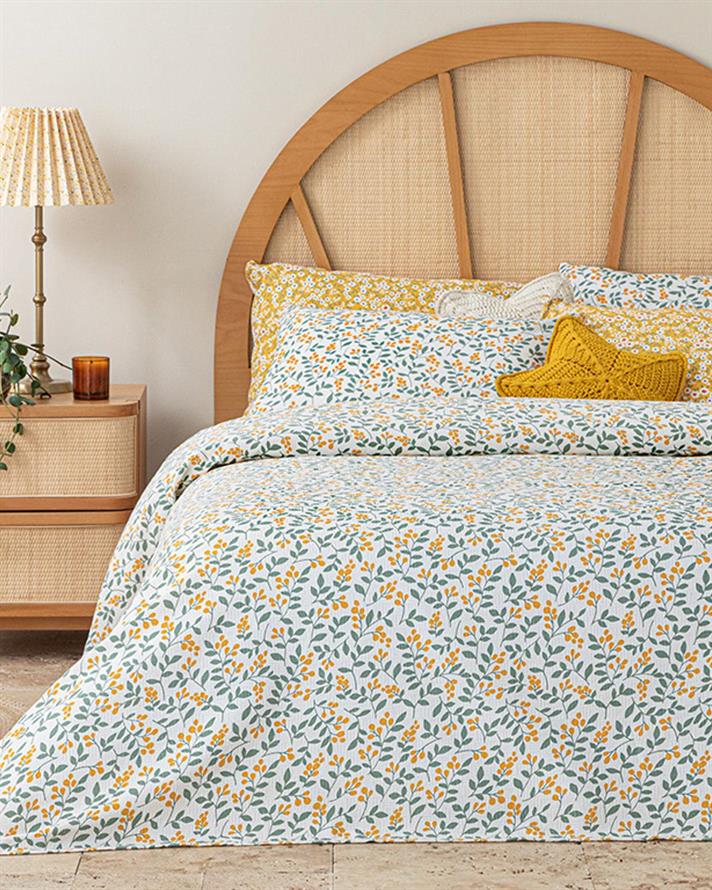 Little Blooms Printed For One Person Summer Blanket 150x220 cm Yellow