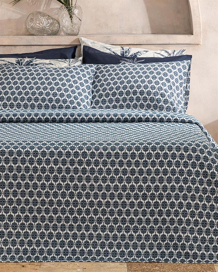 Mini Polycircles Printed For One Person Summer Blanket 150x220 cm Dark Blue