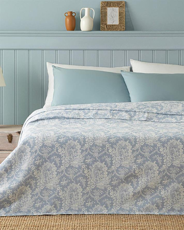 Printed For One Person Summer Blanket 150x220 cm Light Blue
