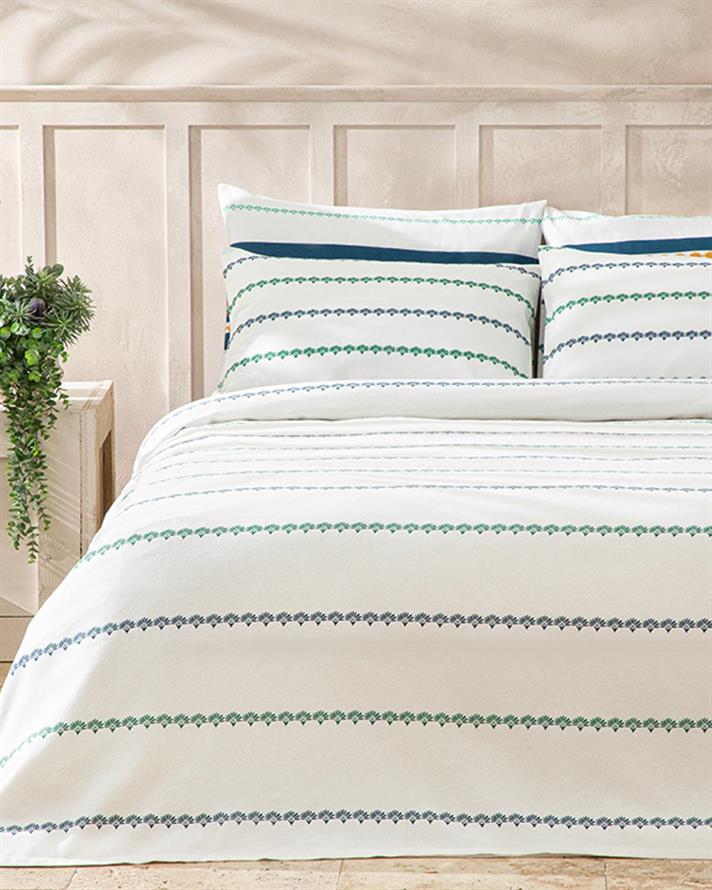 Treelines Printed For One Person Summer Blanket 150x220 cm Navy Blue-Green