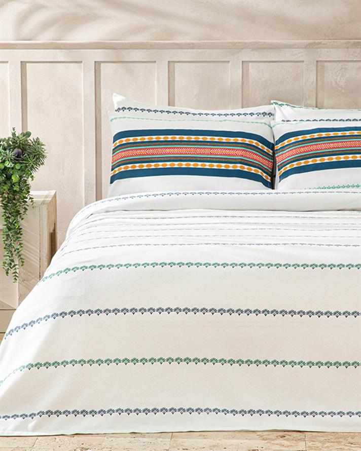 Treelines Printed For One Person Summer Blanket 150x220 cm Navy Blue-Green