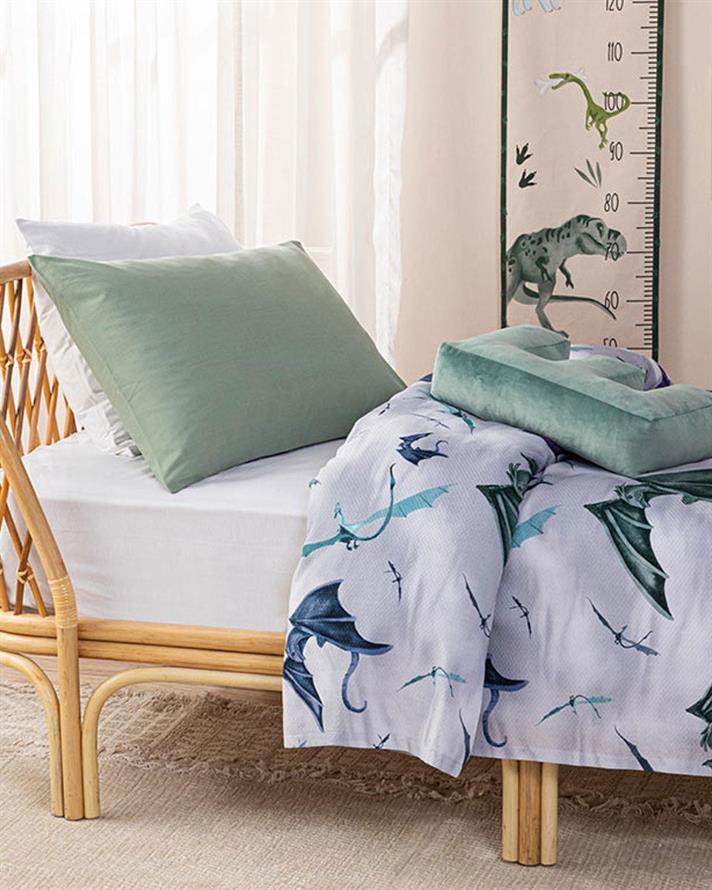 Pătură subtire de vară pentru copii, Ejderha, 150x200 cm, bumbac-poliester, gri