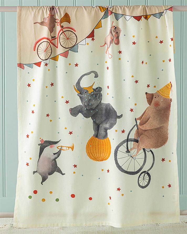 Păturică subțire de vară bebe, Carnival, 100x150 cm, bumbac-poliester, bej