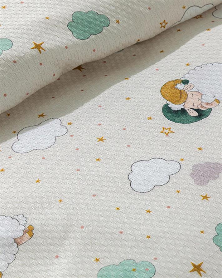 Păturică subțire de vară bebe, Kuzu, 100x150 cm, bumbac-poliester, bej