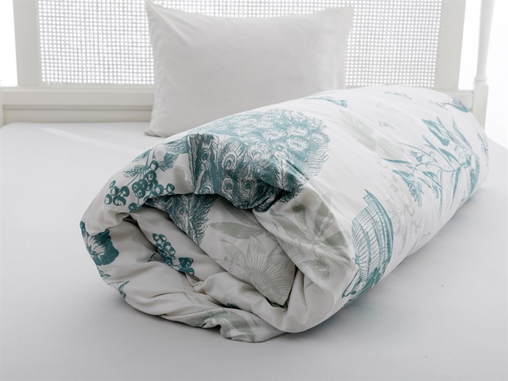 păun Bumbac Satinat Single Lenjerie De Pat 160x220 cm Seledon
