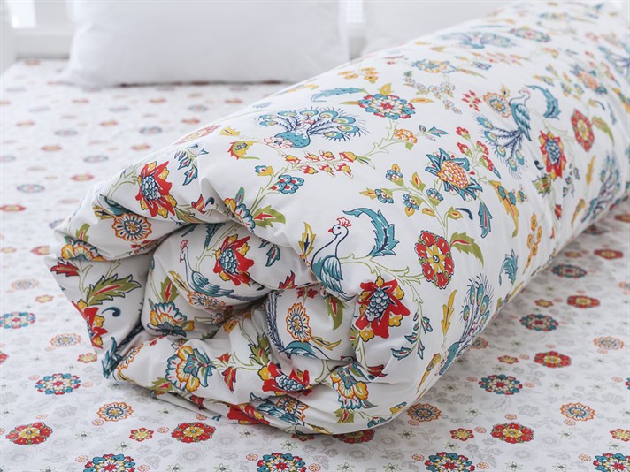 păun Cu Bumbac Double Lenjerie De Pat 200x220 cm Albastru