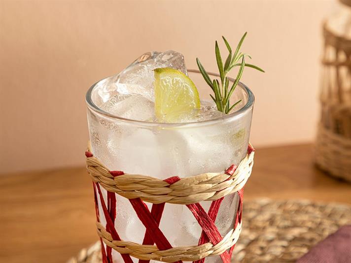 Pahar cocktail, Stripe Wicker, sticlă, 470 ml, roșu