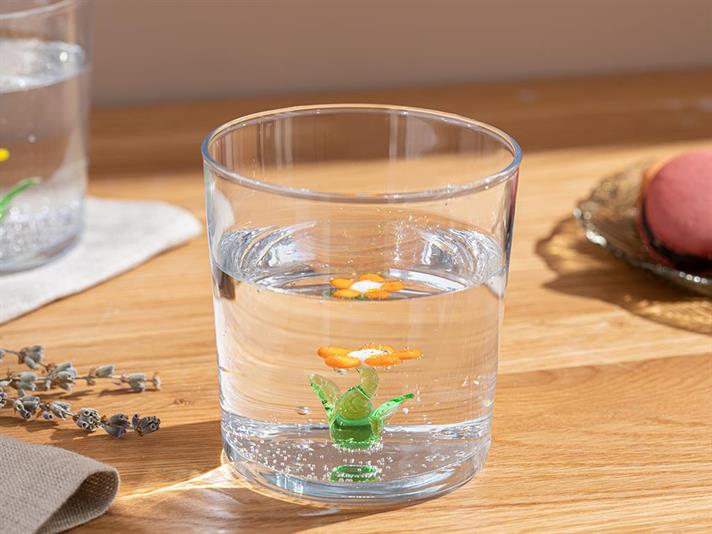 Pahar, Flower, sticla, 350 ml, portocaliu