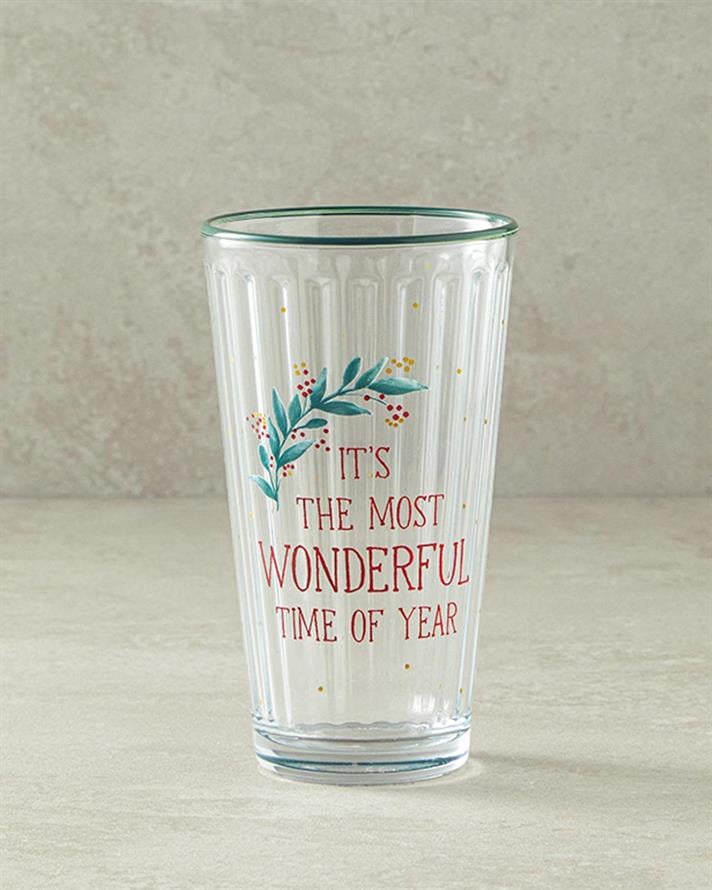 Pahar pentru băuturi răcoritoare, Christmas Fir, sticlă, 420 ml, verde