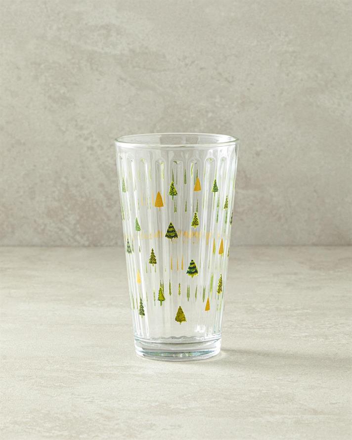 Pahar pentru băuturi răcoritoare, Christmas Pine, sticlă, 420 ml, verde