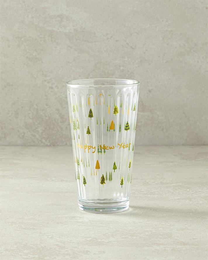 Pahar pentru băuturi răcoritoare, Christmas Pine, sticlă, 420 ml, verde