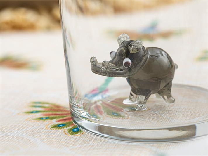 Pahar pentru băuturi răcoritoare, Hipopotam, sticlă, 350 ml, gri