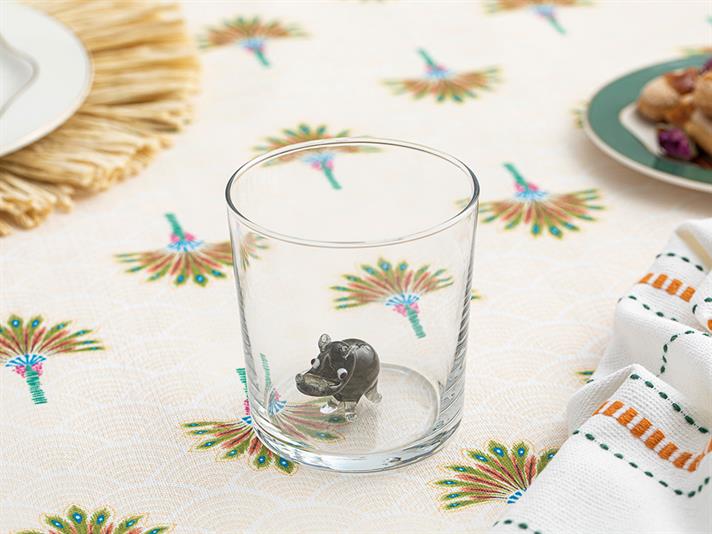 Pahar pentru băuturi răcoritoare, Hipopotam, sticlă, 350 ml, gri
