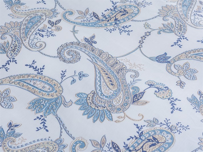 Paisley elegant Bumbac Satinat Double Lenjerie De Pat 200x220 cm Albastru