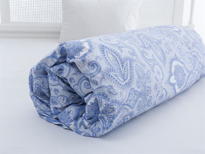 Paisley pur Bumbac Satinat Single Lenjerie De Pat 160x220 cm Albastru