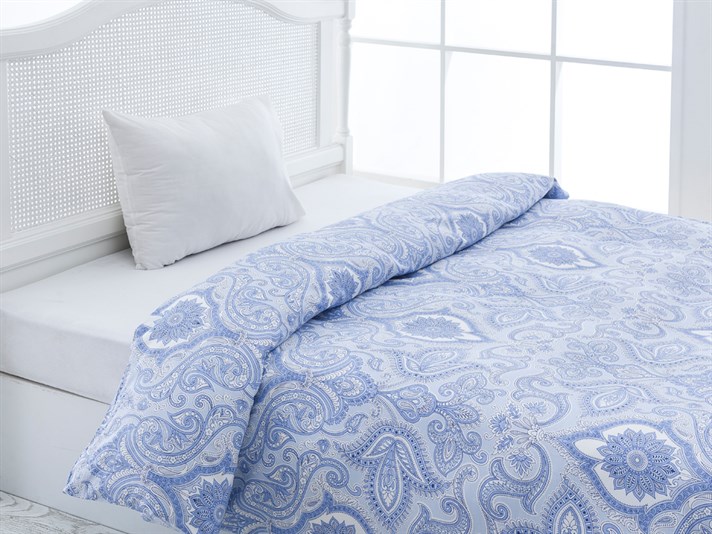 Paisley pur Bumbac Satinat Single Lenjerie De Pat 160x220 cm Albastru