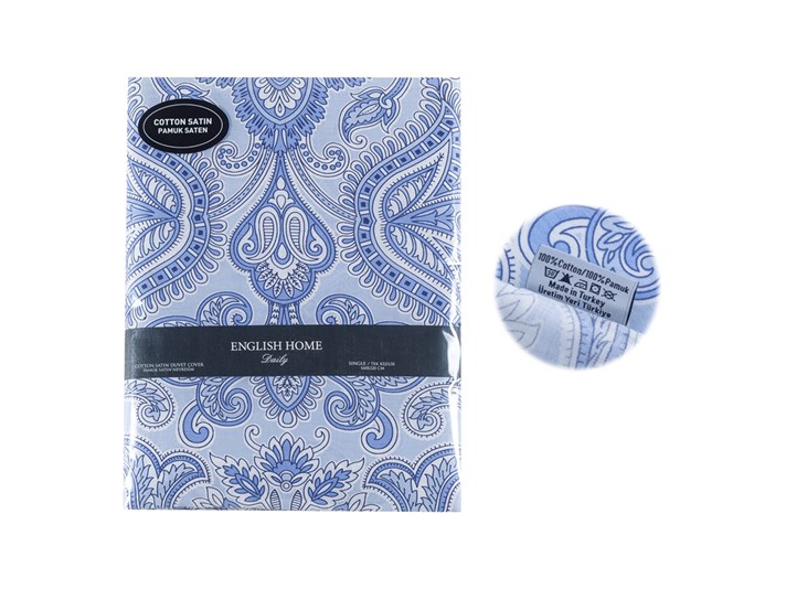 Paisley pur Bumbac Satinat Single Lenjerie De Pat 160x220 cm Albastru