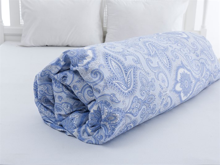 Paisley pur Bumbac Satinat Double Lenjerie De Pat 200x220 cm Albastru