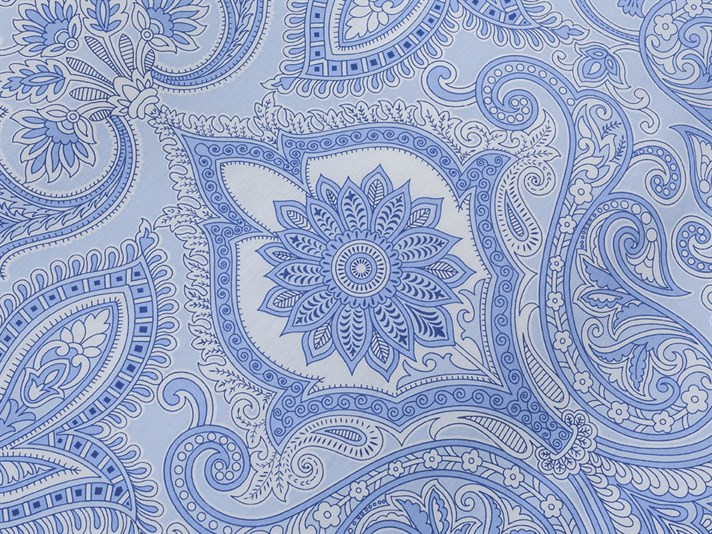 Paisley pur Bumbac Satinat Double Lenjerie De Pat 200x220 cm Albastru