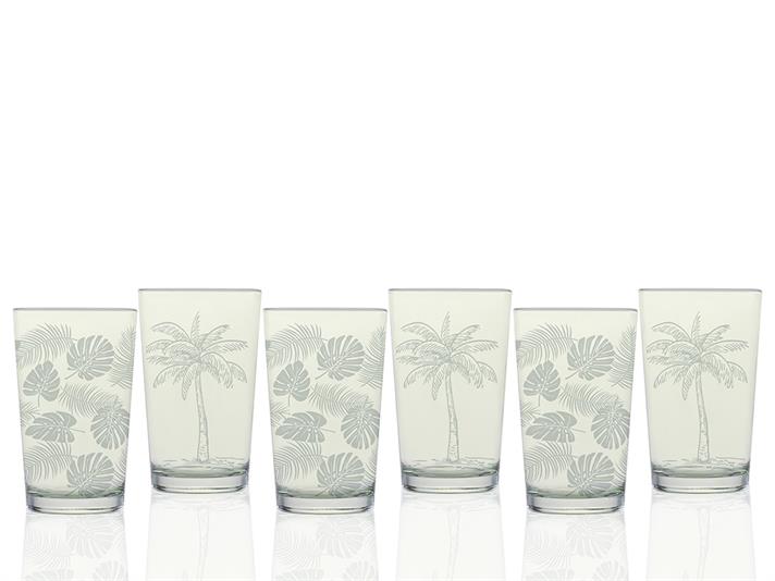 Palm Glass 6 Pcs for Coffee Side Water Glass 100 ml Green