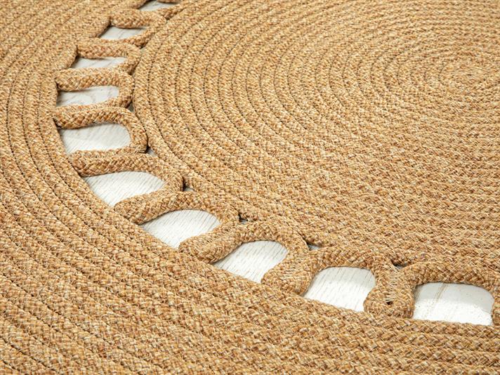 Palmira Covor Decorativ Din İută, Cu Aspect De İută, 120*120 Cm, Portocaliu-Galben
