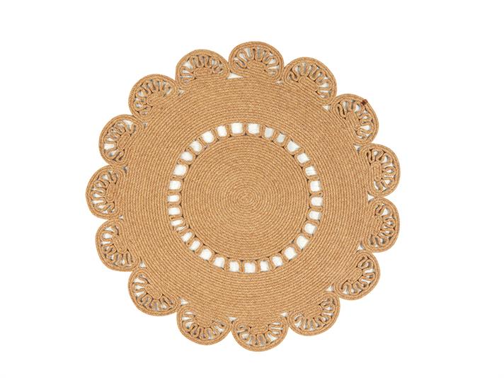 Palmira Covor Decorativ Din İută, Cu Aspect De İută, 120*120 Cm, Portocaliu-Galben