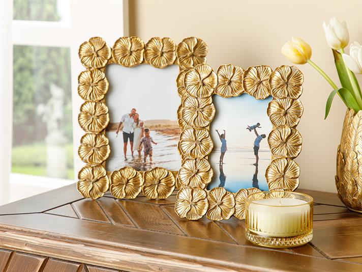 Ramă foto, Pansy, polirăsină, 20.5x25.5x1.8 cm, auriu