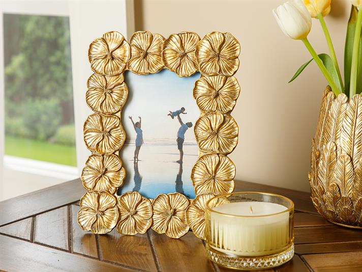 Ramă foto, Pansy, polirăsină, 20.5x25.5x1.8 cm, auriu