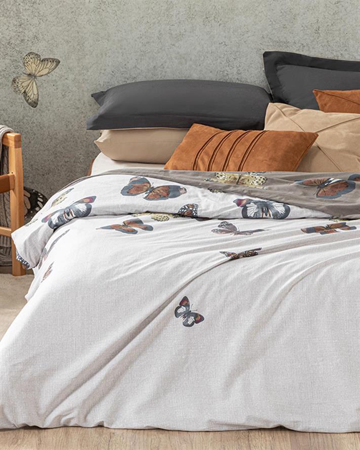 Papilions Cu Bumbac Extra King Lenjerie De Pat 260X240 CM Maro