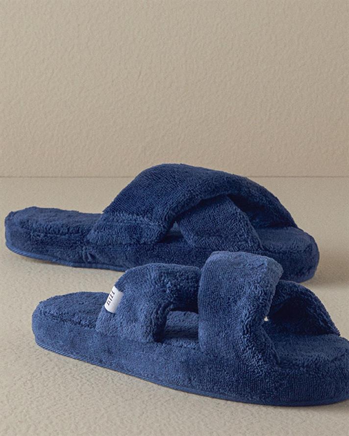 Papuci de casa, unisex, Crux, bumbac-poliester, masura 36-40, albastru