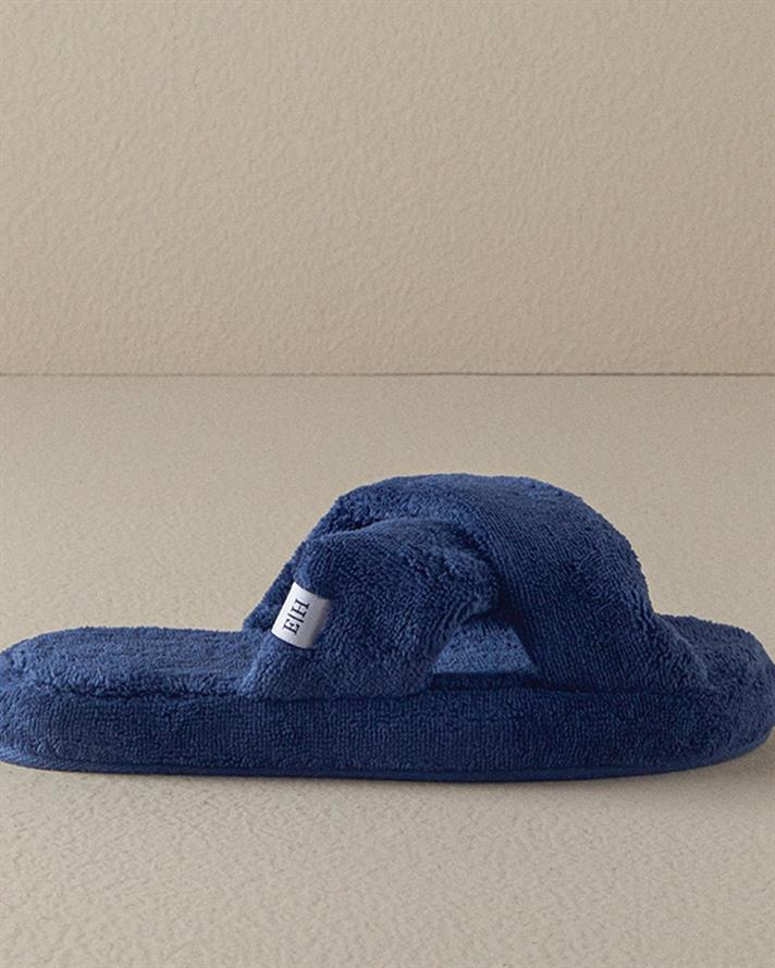 Papuci de casa, unisex, Crux, bumbac-poliester, masura 36-40, albastru