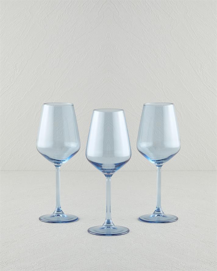 paradis Sticlă Cu 3 Piese Pahar De Vin 350 ml Albastru