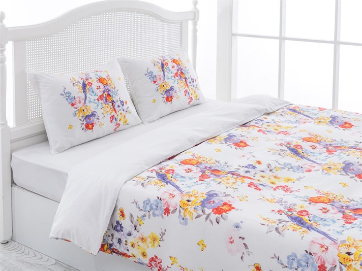 Paradisul papagalului Cu Bumbac Double Lenjerie De Pat 200x220 cm Roșu