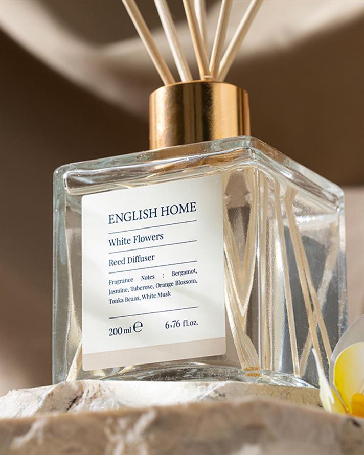Parfum de cameră cu bețișoare, White Flowers, 200 ml, aromă florală