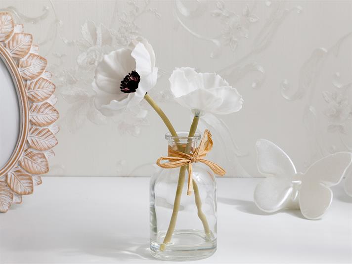Garden Passion Soft Plastic Artificial Flower with Vase White