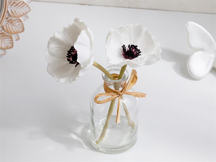 Garden Passion Soft Plastic Artificial Flower with Vase White