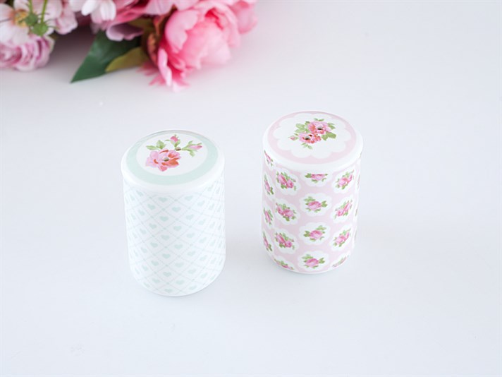 Pastel Lovers Bone China 2 pcs Salt And Pepper Shak . Pink