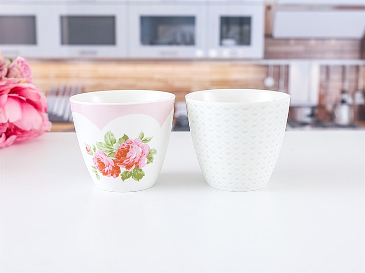 Pastel Lovers Bone China 4 Pcs icer And Liner 325 ml Pink