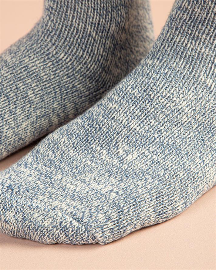 Pastel Cotton Women Long Length Sock 36-40 Blue
