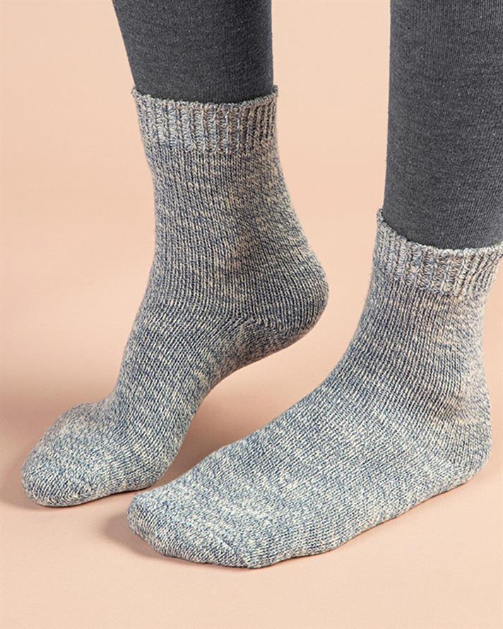 Pastel Cotton Women Long Length Sock 36-40 Blue