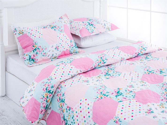 Patch tulip Cottony Persoană dublă  SET CUVERTURĂ DE PAT 240x260 cm Roz