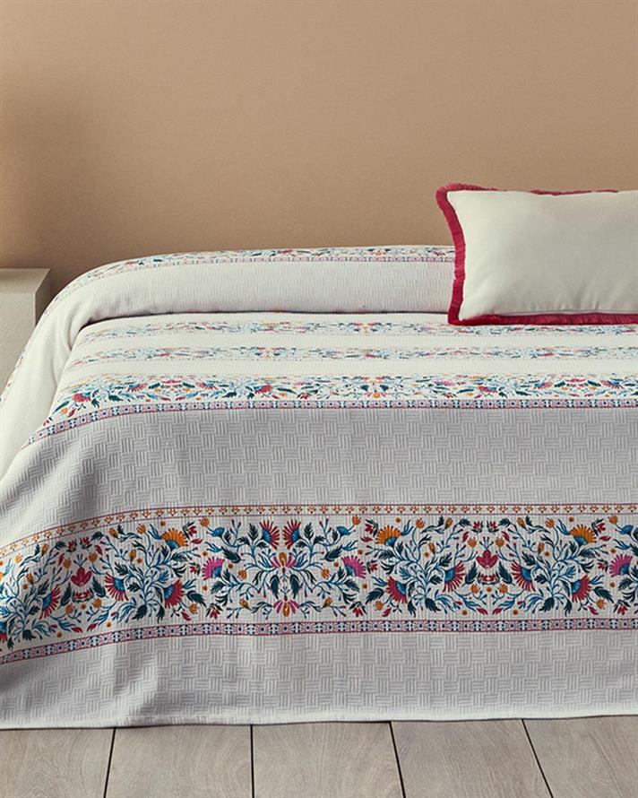 Patura subtire King Size, Charming Lines, bumbac, 240x220 cm, verde