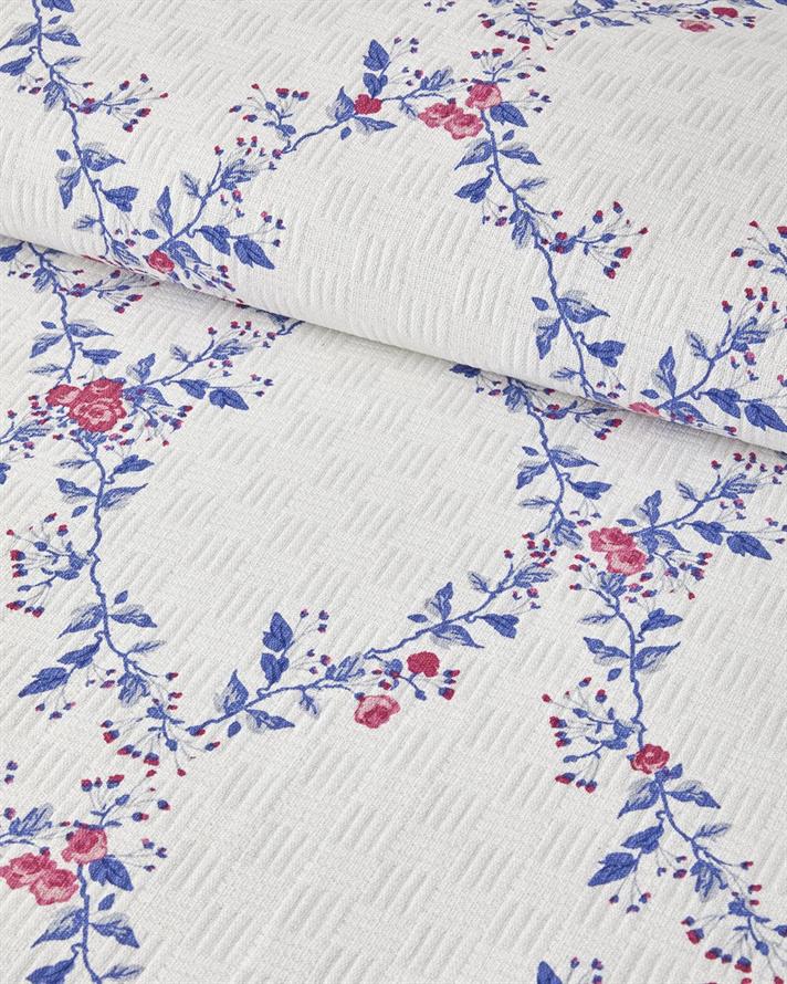 Patura subtire King Size, Floral Slice, bumbac, 240x220 cm, bleumarin