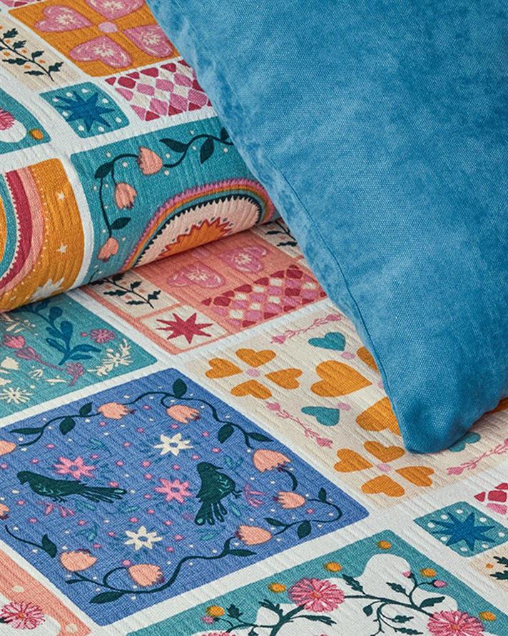 Patura subtire King Size, Patch Harmony, bumbac, 240x220 cm, roz