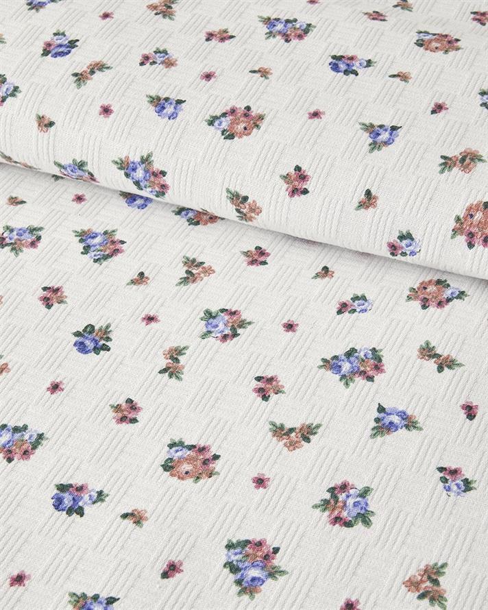 Patura subtire pentru doua persoane, Blossom Breeze, bumbac, 200x220 cm, bleu-portocaliu