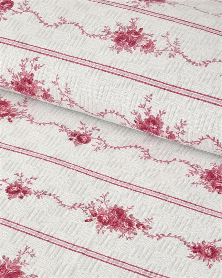 Patura subtire pentru doua persoane, Flower Line, bumbac, 200x220 cm, roz