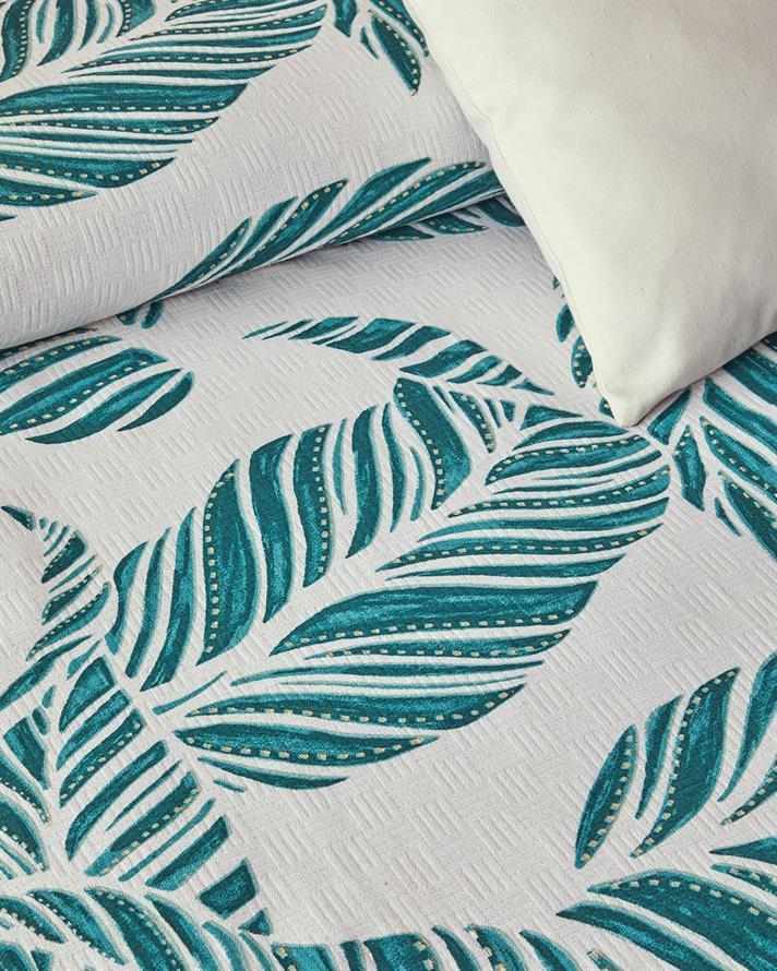 Patura subtire pentru o persoana, Leafy Wonder, bumbac, 150x220 cm, verde